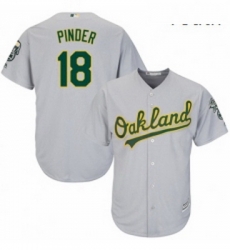 Youth Majestic Oakland Athletics 18 Chad Pinder Authentic Grey Road Cool Base MLB Jersey 