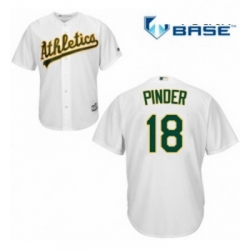 Youth Majestic Oakland Athletics 18 Chad Pinder Authentic White Home Cool Base MLB Jersey 