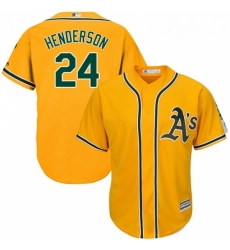 Youth Majestic Oakland Athletics 24 Rickey Henderson Replica Gold Alternate 2 Cool Base MLB Jersey