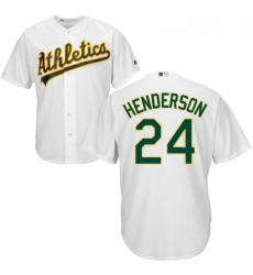Youth Majestic Oakland Athletics 24 Rickey Henderson Replica White Home Cool Base MLB Jersey