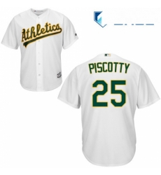 Youth Majestic Oakland Athletics 25 Stephen Piscotty Authentic White Home Cool Base MLB Jersey 