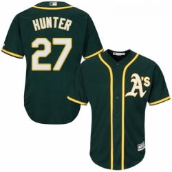 Youth Majestic Oakland Athletics 27 Catfish Hunter Authentic Green Alternate 1 Cool Base MLB Jersey