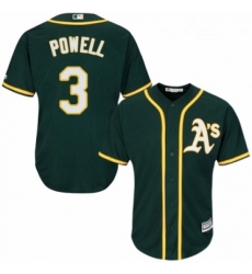 Youth Majestic Oakland Athletics 3 Boog Powell Replica Green Alternate 1 Cool Base MLB Jersey 