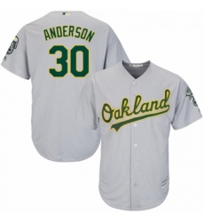 Youth Majestic Oakland Athletics 30 Brett Anderson Authentic Grey Road Cool Base MLB Jersey 