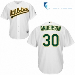 Youth Majestic Oakland Athletics 30 Brett Anderson Authentic White Home Cool Base MLB Jersey 