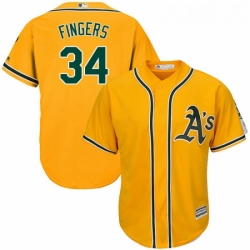 Youth Majestic Oakland Athletics 34 Rollie Fingers Authentic Gold Alternate 2 Cool Base MLB Jersey