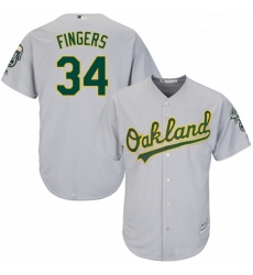 Youth Majestic Oakland Athletics 34 Rollie Fingers Authentic Grey Road Cool Base MLB Jersey
