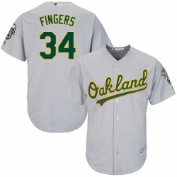 Youth Majestic Oakland Athletics 34 Rollie Fingers Authentic Grey Road Cool Base MLB Jersey