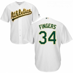 Youth Majestic Oakland Athletics 34 Rollie Fingers Authentic White Home Cool Base MLB Jersey