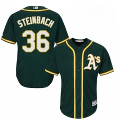 Youth Majestic Oakland Athletics 36 Terry Steinbach Authentic Green Alternate 1 Cool Base MLB Jersey