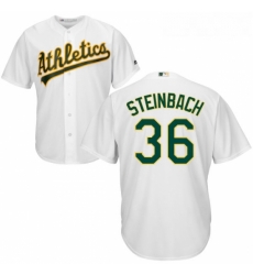 Youth Majestic Oakland Athletics 36 Terry Steinbach Authentic White Home Cool Base MLB Jersey