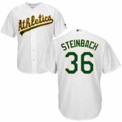 Youth Majestic Oakland Athletics 36 Terry Steinbach Authentic White Home Cool Base MLB Jersey