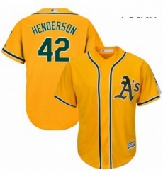 Youth Majestic Oakland Athletics 42 Dave Henderson Authentic Gold Alternate 2 Cool Base MLB Jersey