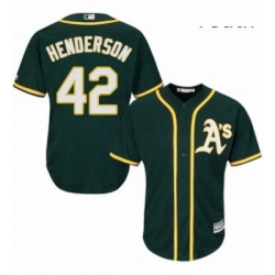 Youth Majestic Oakland Athletics 42 Dave Henderson Authentic Green Alternate 1 Cool Base MLB Jersey