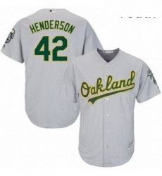 Youth Majestic Oakland Athletics 42 Dave Henderson Authentic Grey Road Cool Base MLB Jersey