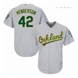 Youth Majestic Oakland Athletics 42 Dave Henderson Authentic Grey Road Cool Base MLB Jersey
