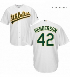 Youth Majestic Oakland Athletics 42 Dave Henderson Authentic White Home Cool Base MLB Jersey