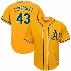 Youth Majestic Oakland Athletics 43 Dennis Eckersley Authentic Gold Alternate 2 Cool Base MLB Jersey