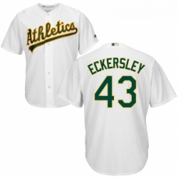 Youth Majestic Oakland Athletics 43 Dennis Eckersley Authentic White Home Cool Base MLB Jersey
