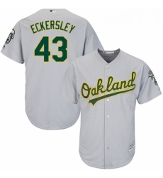 Youth Majestic Oakland Athletics 43 Dennis Eckersley Replica Grey Road Cool Base MLB Jersey