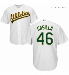 Youth Majestic Oakland Athletics 46 Santiago Casilla Authentic White Home Cool Base MLB Jersey