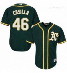 Youth Majestic Oakland Athletics 46 Santiago Casilla Replica Green Alternate 1 Cool Base MLB Jersey