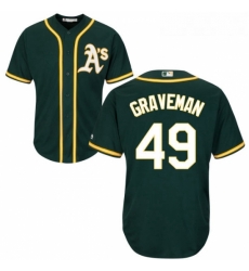 Youth Majestic Oakland Athletics 49 Kendall Graveman Authentic Green Alternate 1 Cool Base MLB Jersey 