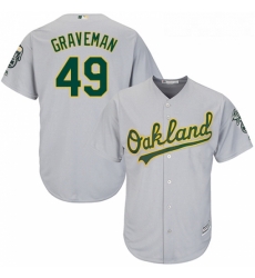 Youth Majestic Oakland Athletics 49 Kendall Graveman Authentic Grey Road Cool Base MLB Jersey 