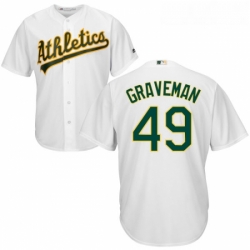 Youth Majestic Oakland Athletics 49 Kendall Graveman Authentic White Home Cool Base MLB Jersey 