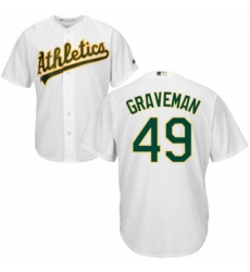 Youth Majestic Oakland Athletics 49 Kendall Graveman Replica White Home Cool Base MLB Jersey 