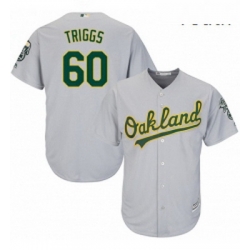 Youth Majestic Oakland Athletics 60 Andrew Triggs Replica Grey Road Cool Base MLB Jersey 