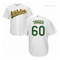 Youth Majestic Oakland Athletics 60 Andrew Triggs Replica White Home Cool Base MLB Jersey 
