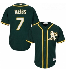 Youth Majestic Oakland Athletics 7 Walt Weiss Authentic Green Alternate 1 Cool Base MLB Jersey