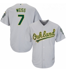 Youth Majestic Oakland Athletics 7 Walt Weiss Replica Grey Road Cool Base MLB Jersey
