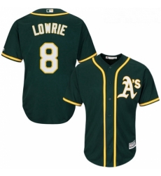 Youth Majestic Oakland Athletics 8 Jed Lowrie Replica Green Alternate 1 Cool Base MLB Jersey