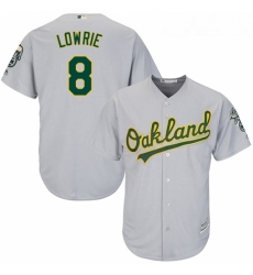 Youth Majestic Oakland Athletics 8 Jed Lowrie Replica Grey Road Cool Base MLB Jersey