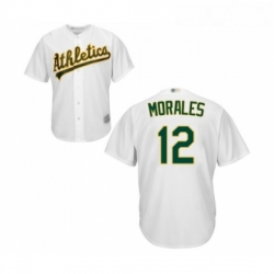 Youth Oakland Athletics 12 Kendrys Morales Replica White Home Cool Base Baseball Jersey 