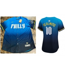 Men Philadelphia Phillies 10 J T Realmuto Blue 2024 City Connect Limited Stitched Jerseys