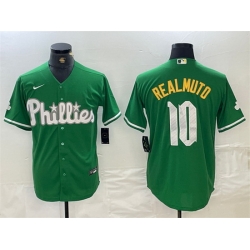 Men Philadelphia Phillies 10 J T  Realmuto Green 2024 City Connect Stitched Jersey