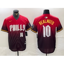 Men Philadelphia Phillies 10 J T  Realmuto Red 2024 City Connect Limited Stitched Jersey 1
