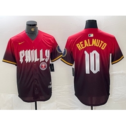 Men Philadelphia Phillies 10 J T  Realmuto Red 2024 City Connect Limited Stitched Jersey 2