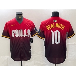 Men Philadelphia Phillies 10 J T  Realmuto Red 2024 City Connect Limited Stitched Jersey 3