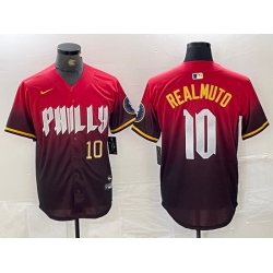 Men Philadelphia Phillies 10 J T  Realmuto Red 2024 City Connect Limited Stitched Jersey 4