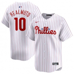 Men Philadelphia Phillies 10 J T  Realmuto White Home Limited Stitched Jersey
