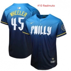 Men Philadelphia Phillies #10 J.T. Realmuto Blue 2024 City Connect Limited Stitched Baseball Jersey
