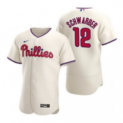 Men Philadelphia Phillies 12 Kyle Schwarber 2021 Cream Flex Base Stitched Baseball jersey