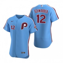 Men Philadelphia Phillies 12 Kyle Schwarber Blue Flex Base Stitched Baseball jersey