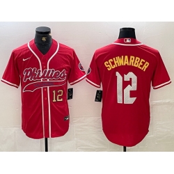 Men Philadelphia Phillies 12 Kyle Schwarber Red 2024 City Connect Limited Stitched Jersey 1