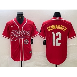 Men Philadelphia Phillies 12 Kyle Schwarber Red 2024 City Connect Limited Stitched Jersey 3
