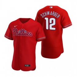 Men Philadelphia Phillies 12 Kyle Schwarber Red Flex Base Stitched Baseball jersey